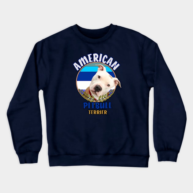 american pitbull terrier Crewneck Sweatshirt by Carolina Cabreira